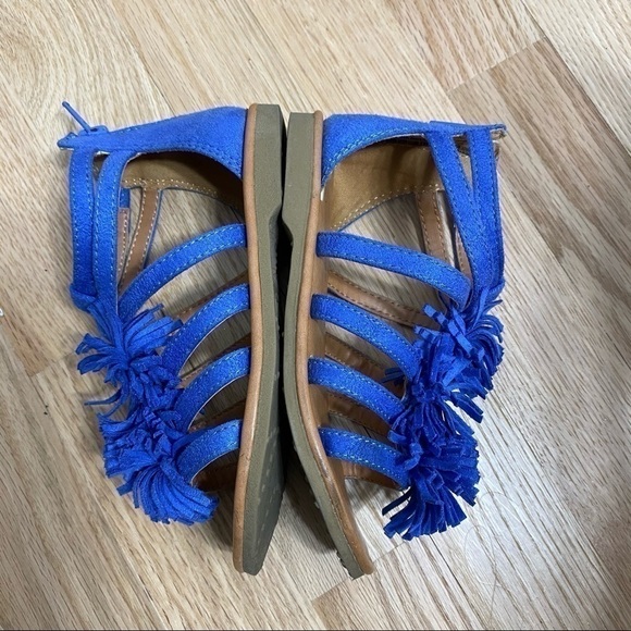 Cat & Jack Peggy Fringe Sandals Kids Sz 11 Blue - Picture 3 of 8